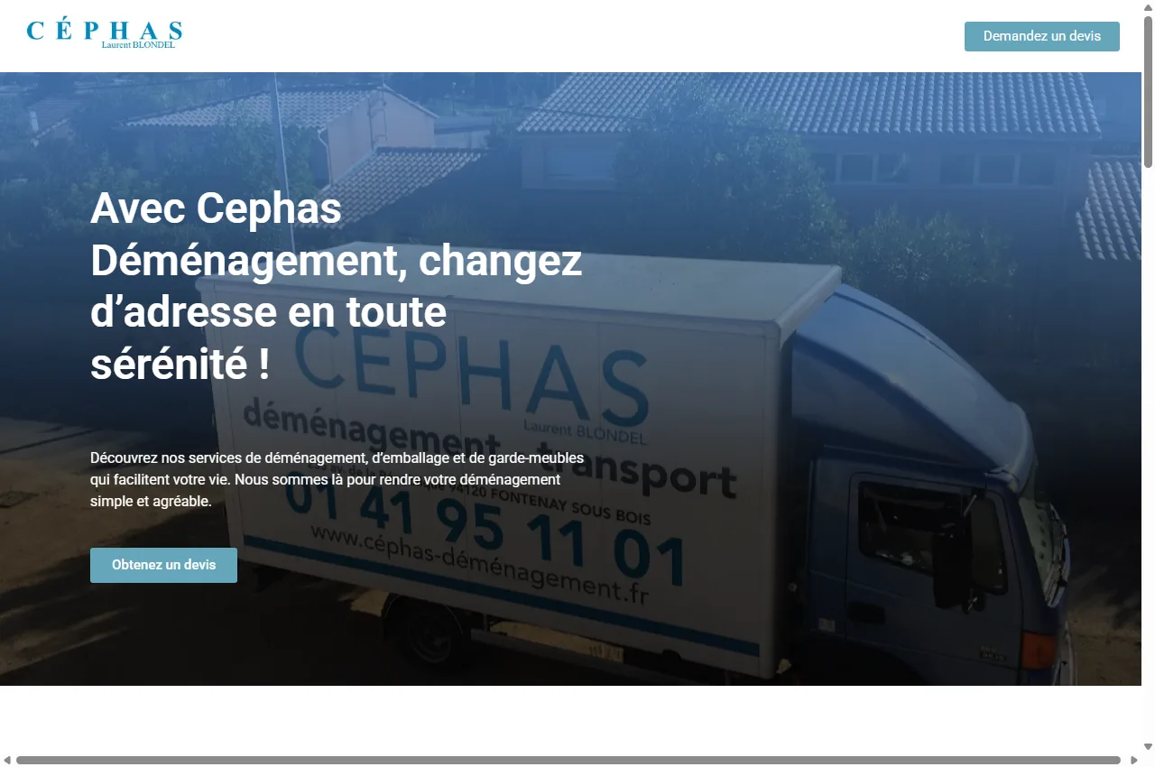 Capture du site Cephas Déménagement, déménagement et garde-meubles