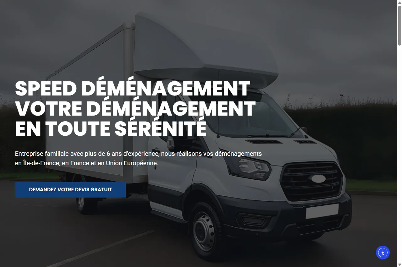 Capture du site Speed Déménagement, services de déménagement